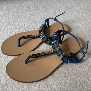 Blue Beaded Sandals